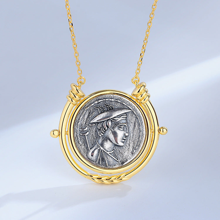 S925 Roman God Mercury Necklace Greek God Hermes Pendant Necklace GLAMOUR CHICCASTLE