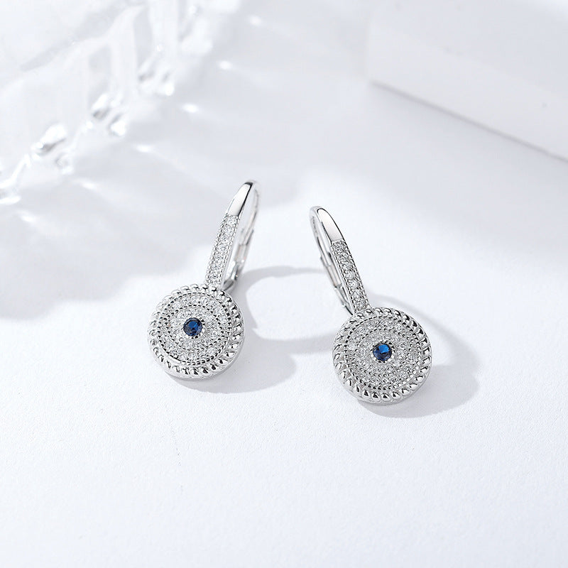 S925 Sterling Silver Evil Eye Earrings Zirconia Detailing For Women GLAMOUR CHICCASTLE