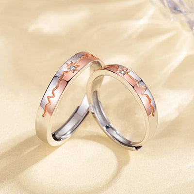 S925 Sterling Silver Ring Heartbeat Simple Elegant Couple Sun Rings GLAMOUR CHICCASTLE