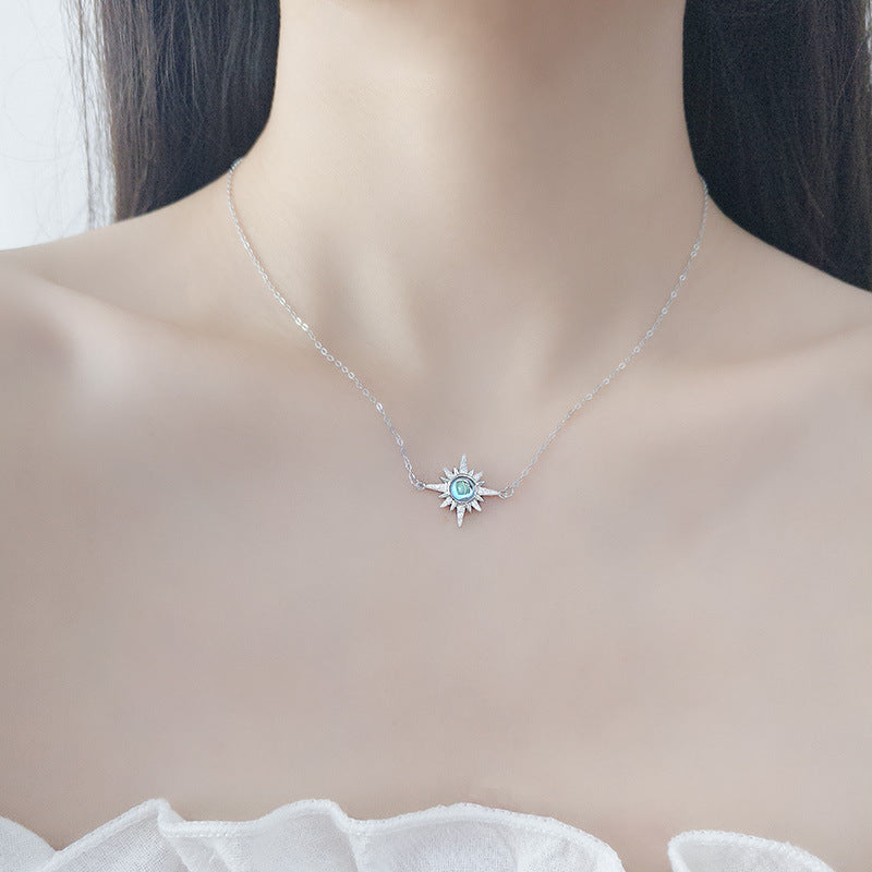 S925 Sterling Silver Star and Sun Necklace for Women Moonstone GLAMOUR CHICCASTLE