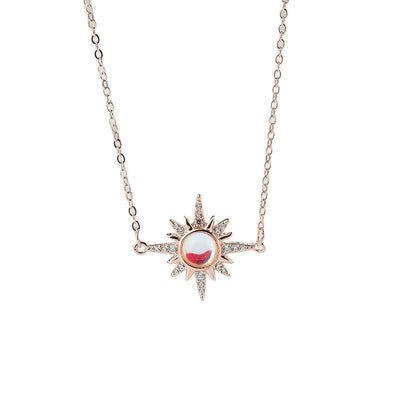 S925 Sterling Silver Star and Sun Necklace for Women Moonstone GLAMOUR CHICCASTLE