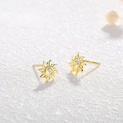 S925 Sterling Silver Sun Stud Earrings Simple Versatile Design GLAMOUR CHICCASTLE