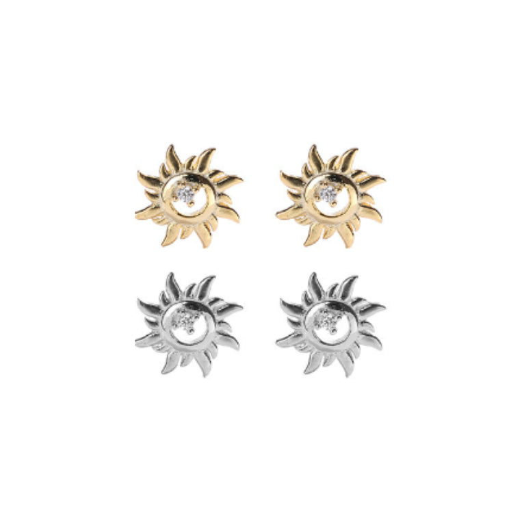 S925 Sterling Silver Sun Stud Earrings Simple Versatile Design GLAMOUR CHICCASTLE