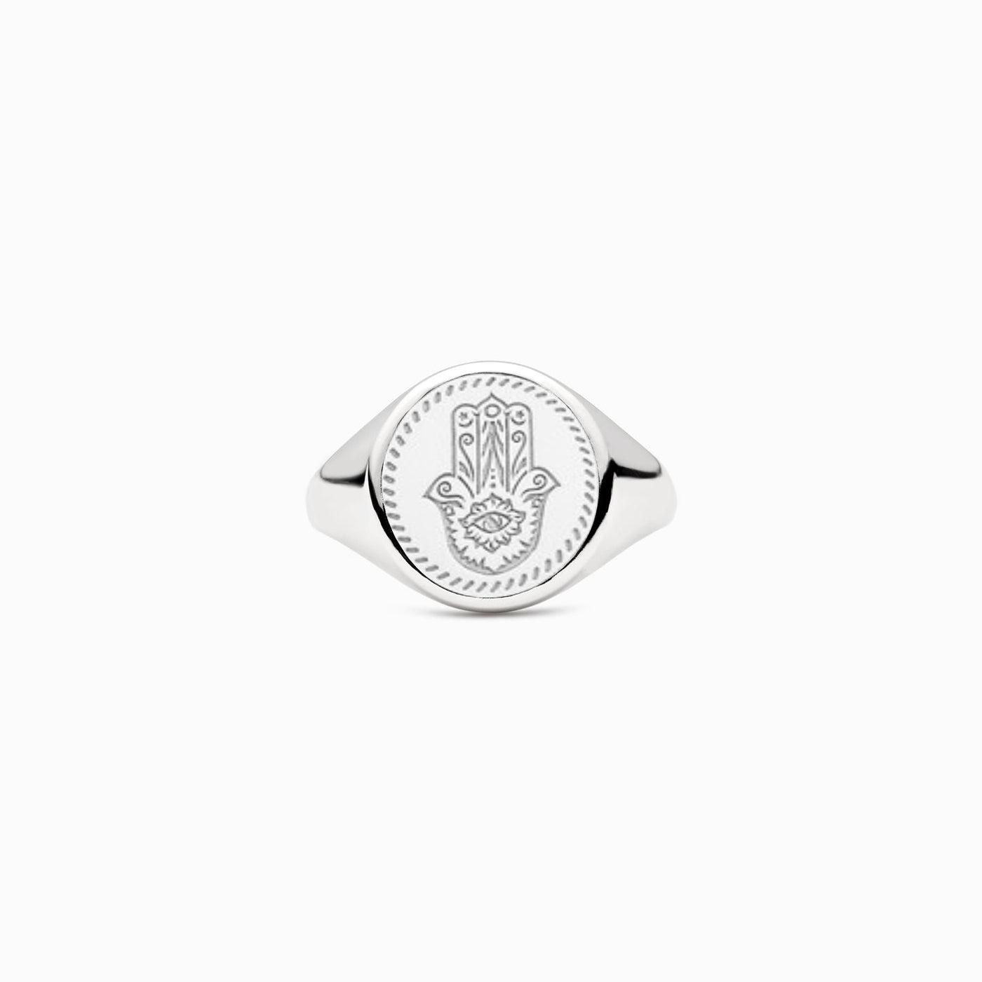 Sterling Silver Hamsa Evil Eyes Signet Ring