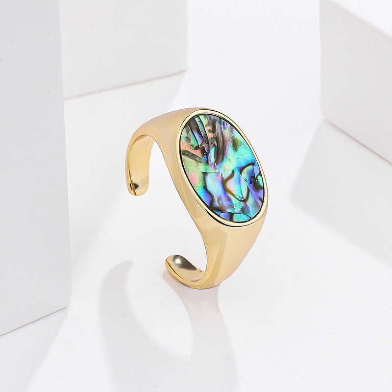 Sparkling Positivity Manifestation 925 Sterling Silver Abalone Shell Ring GLAMOUR CHICCASTLE