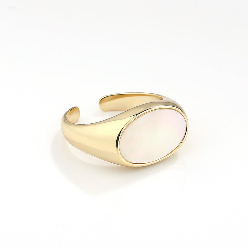 Sparkling Positivity Manifestation 925 Sterling Silver Abalone Shell Ring GLAMOUR CHICCASTLE