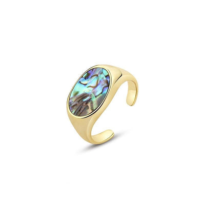 Sparkling Positivity Manifestation 925 Sterling Silver Abalone Shell Ring GLAMOUR CHICCASTLE