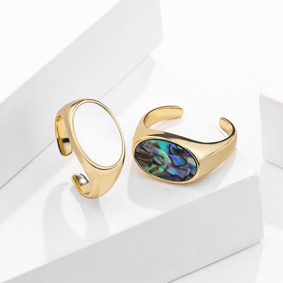 Sparkling Positivity Manifestation 925 Sterling Silver Abalone Shell Ring GLAMOUR CHICCASTLE