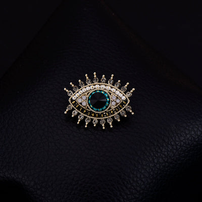 Sparkling Rhinestones Evil Eye Protection Pin Brooch GLAMOUR CHICCASTLE