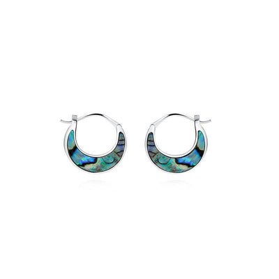 Sterling Silver Abalone ShellEarrings Turquoise Moon Hoop Earrings GLAMOUR CHICCASTLE