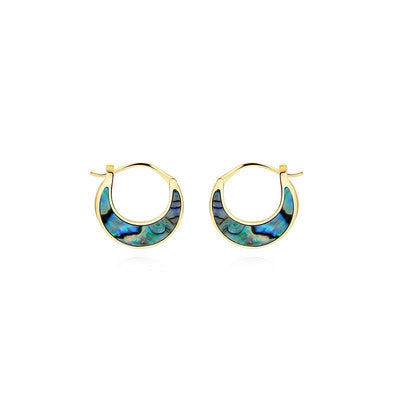 Sterling Silver Abalone ShellEarrings Turquoise Moon Hoop Earrings GLAMOUR CHICCASTLE