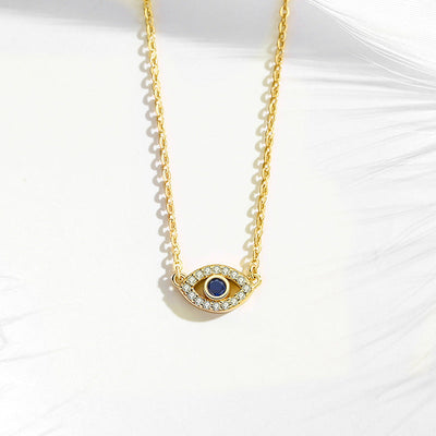 Sterling Silver Blue Cubic Zirconia Evil Eye Necklace GLAMOUR CHICCASTLE