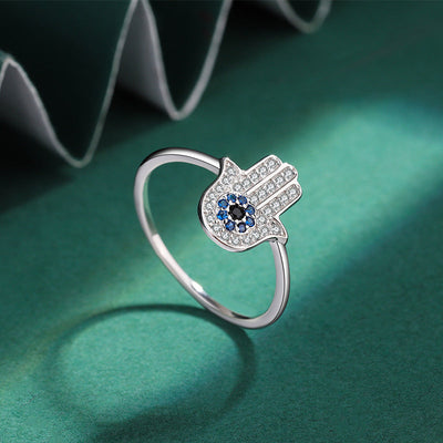 Sterling Silver CZ Hamsa Band Ring GLAMOUR CHICCASTLE