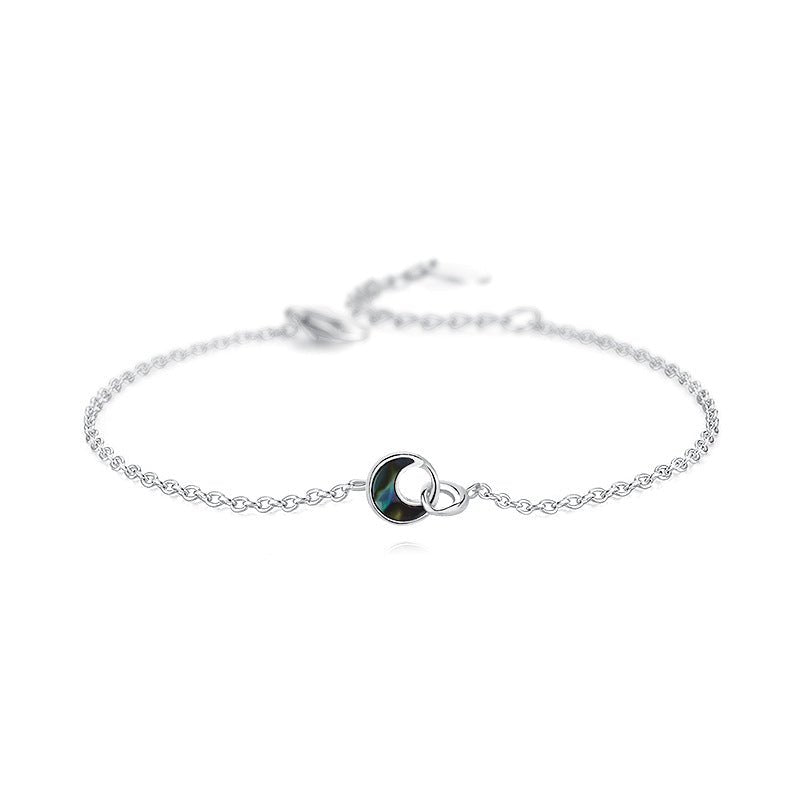 Sterling Silver Crescent Moon Abalone Shell Bracelet GLAMOUR CHICCASTLE