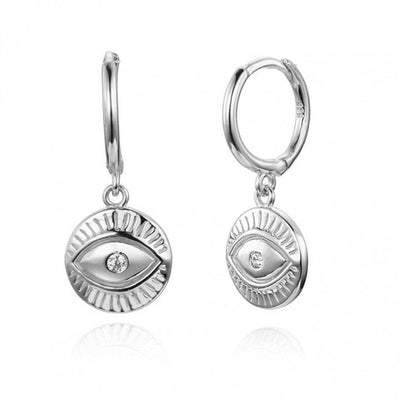 Sterling Silver Evil Eye Huggie Hoop Earrings GLAMOUR CHICCASTLE