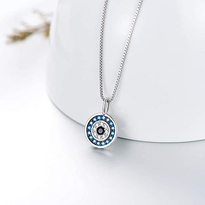 Sterling Silver Evil Eye Necklace Blue Ball Protection NeckLace Gifts GLAMOUR CHICCASTLE