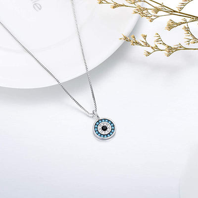 Sterling Silver Evil Eye Necklace Blue Ball Protection NeckLace Gifts GLAMOUR CHICCASTLE