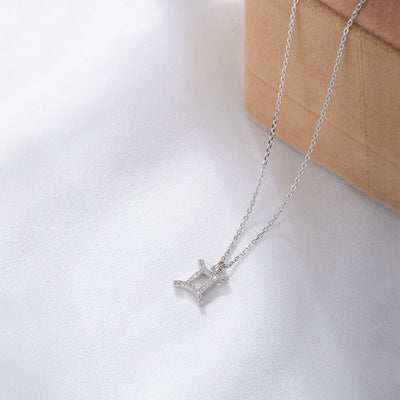 Sterling Silver Gold Plated Cube Diamond Zodiac Necklace Birthday Horoscope Necklace GLAMOUR CHICCASTLE