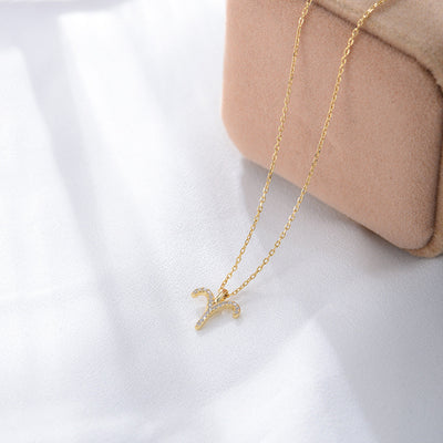 Sterling Silver Gold Plated Cube Diamond Zodiac Necklace Birthday Horoscope Necklace GLAMOUR CHICCASTLE