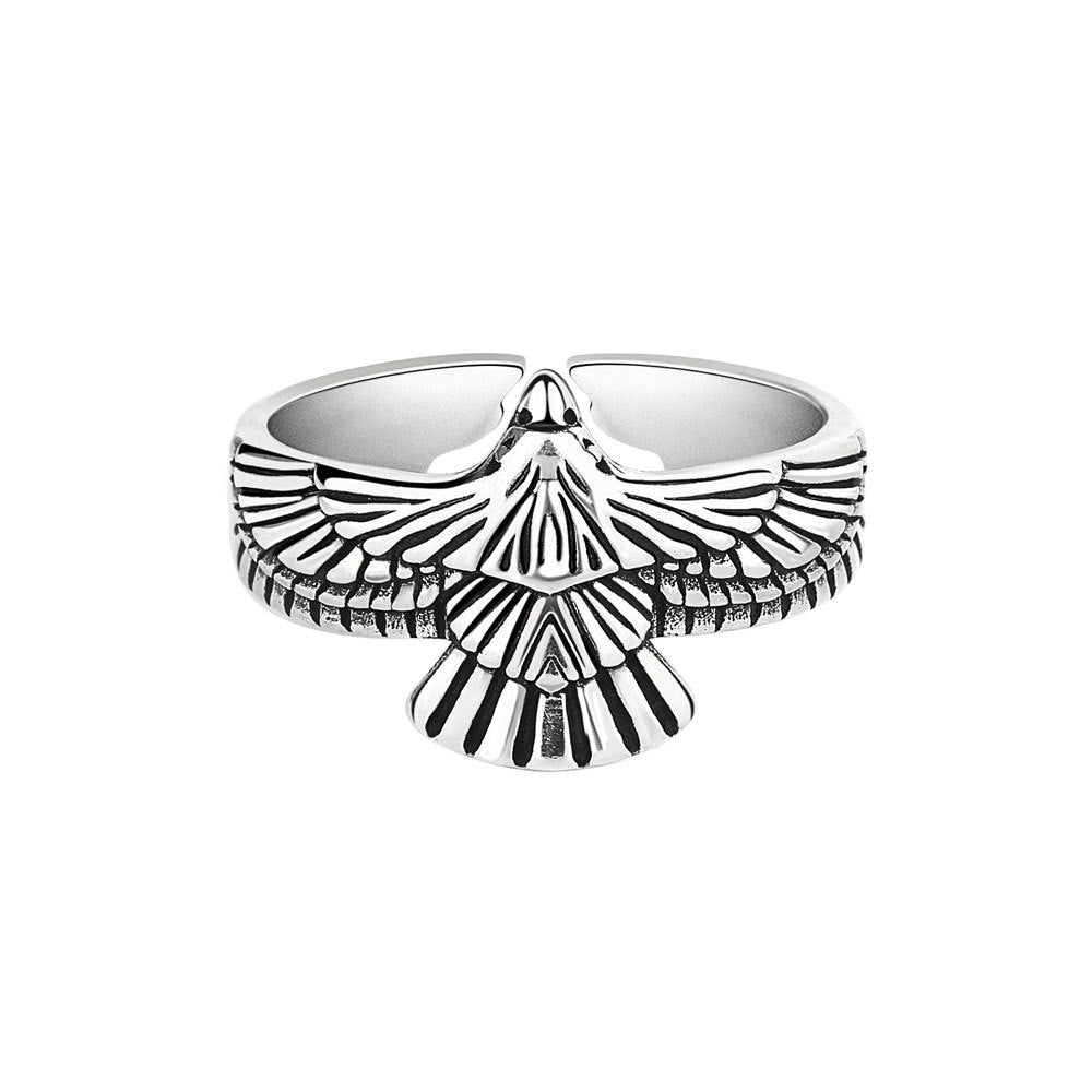 Sterling Silver Hawk Thunderbird Ring Open Cuff Ring GLAMOUR CHICCASTLE