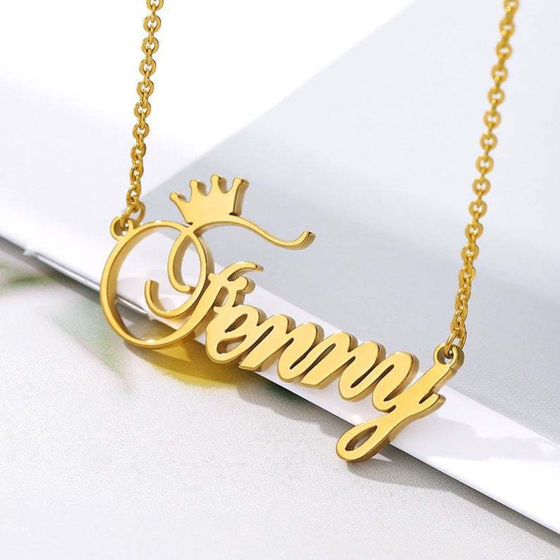 Sterling Silver Personalized Text Custom Necklace Name Necklace GLAMOUR CHICCASTLE