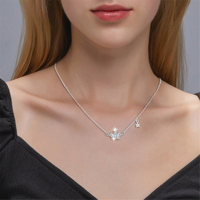 Sterling Silver Princess CZ Crown Necklace GLAMOUR CHICCASTLE