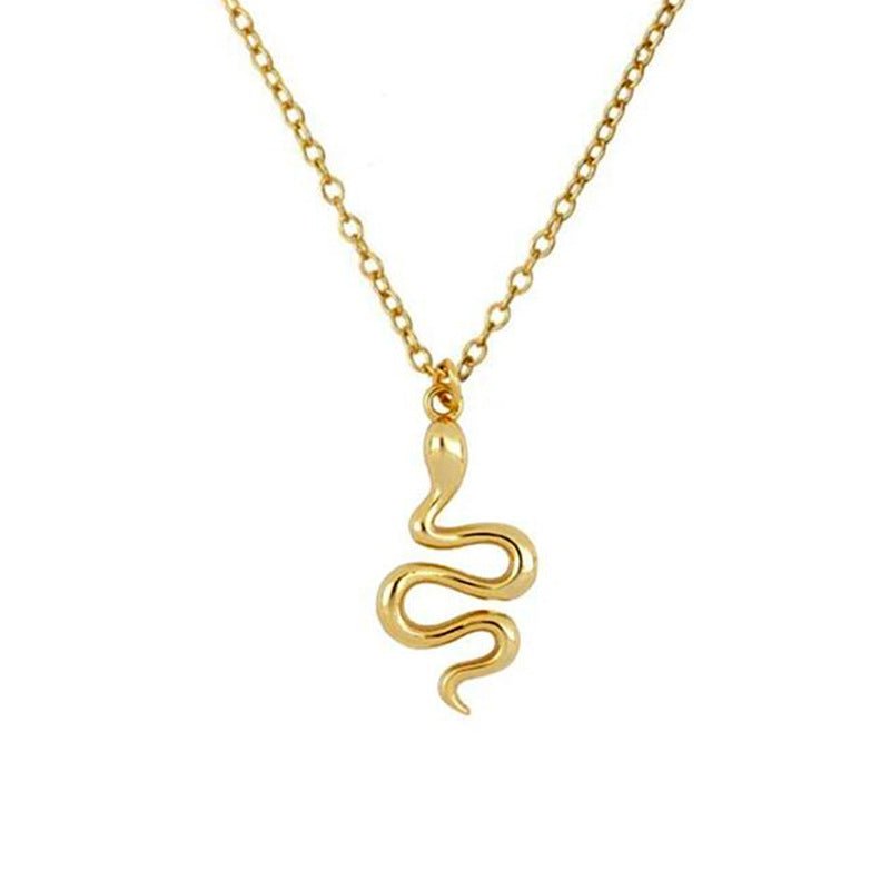 Sterling Silver Snake Pendant Necklace Gold Plated Chain Necklace GLAMOUR CHICCASTLE