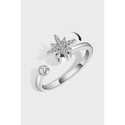 Sterling Silver Star Fidget Ring Women Adjustable Toi et Moi Ring GLAMOUR CHICCASTLE