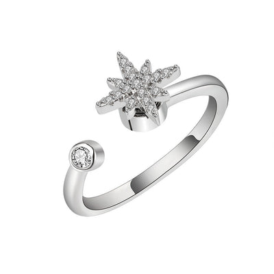 Sterling Silver Star Fidget Ring Women Adjustable Toi et Moi Ring GLAMOUR CHICCASTLE