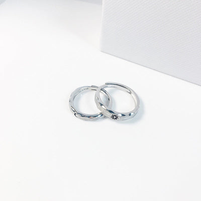 Sterling Silver Sun and Moon Ring Set for Couples Simple Lovers Rings GLAMOUR CHICCASTLE