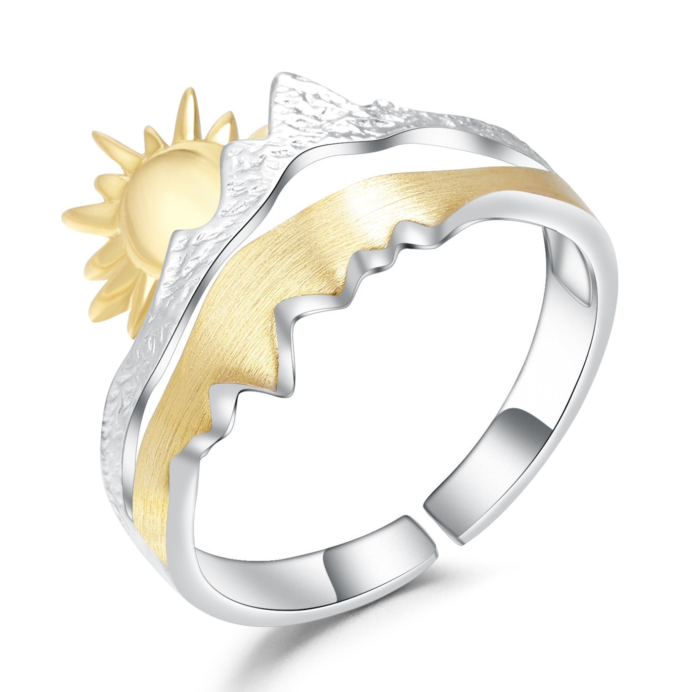 Sterling Silver Sunrise Ring Open Adjustable Sun Ring GLAMOUR CHICCASTLE