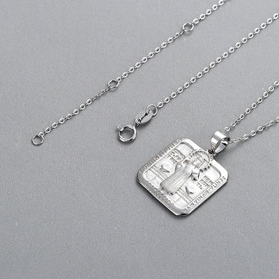 Sterling Silver Virgin Mary Necklace Christian Cross Necklace GLAMOUR CHICCASTLE