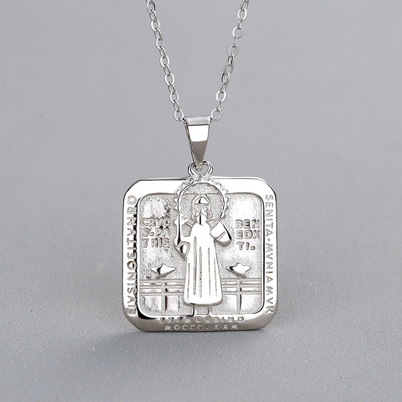 Sterling Silver Virgin Mary Necklace Christian Cross Necklace GLAMOUR CHICCASTLE