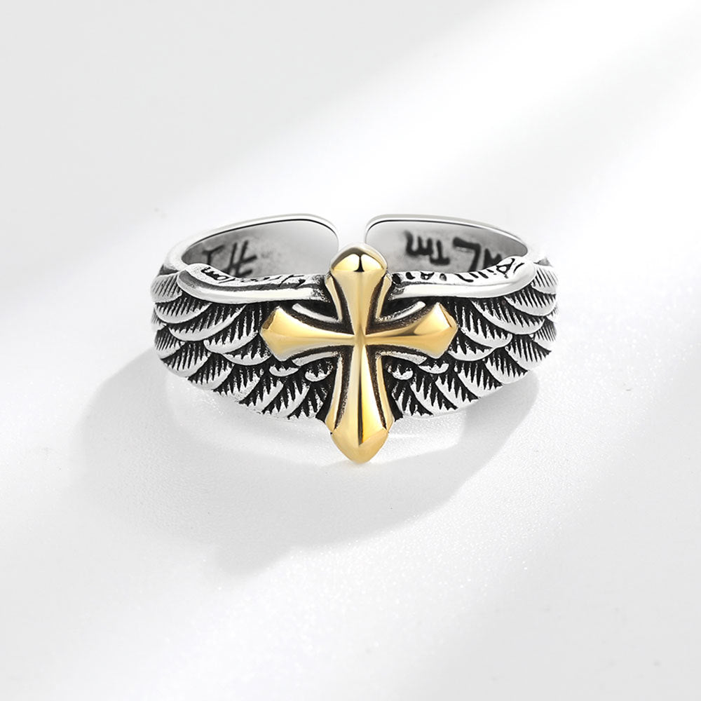 Sterling Silver Winged Cross Ring GLAMOUR CHICCASTLE