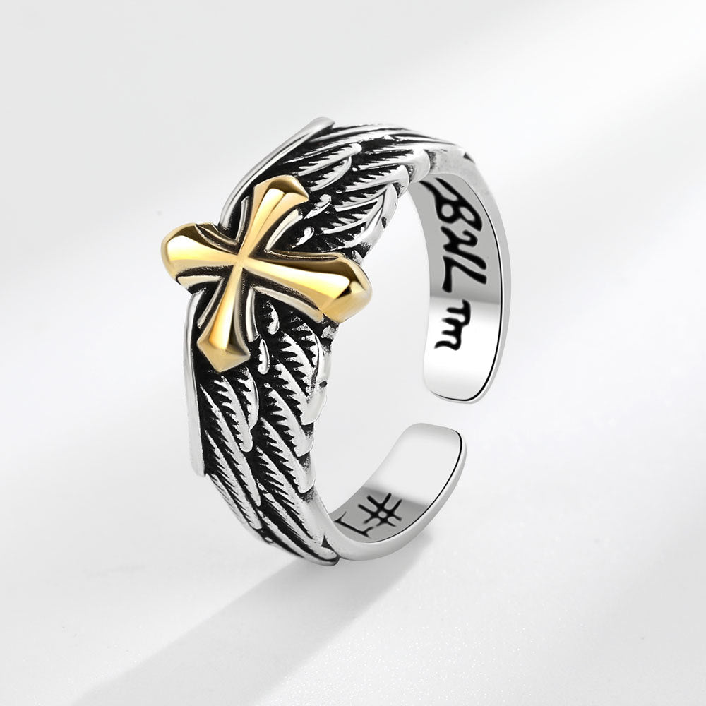 Sterling Silver Winged Cross Ring GLAMOUR CHICCASTLE