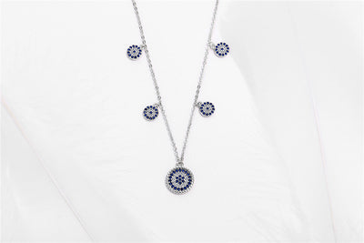 Sterling SilverBlue Evil Eye NecklaceAmulet Lucky Protection Jewelry GLAMOUR CHICCASTLE