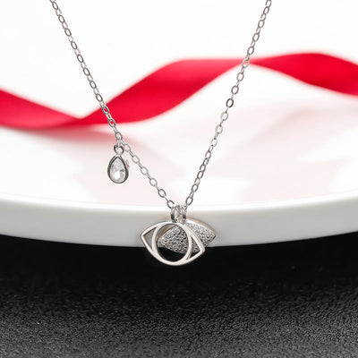 Stylish Unique S925 Sterling Silver Necklace with Turkish Evil Eye Pendant GLAMOUR CHICCASTLE