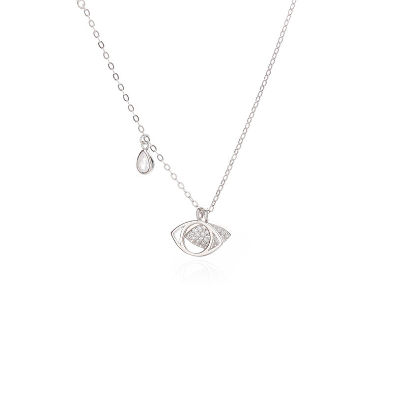 Stylish Unique S925 Sterling Silver Necklace with Turkish Evil Eye Pendant GLAMOUR CHICCASTLE