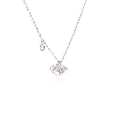 Stylish Unique S925 Sterling Silver Necklace with Turkish Evil Eye Pendant GLAMOUR CHICCASTLE