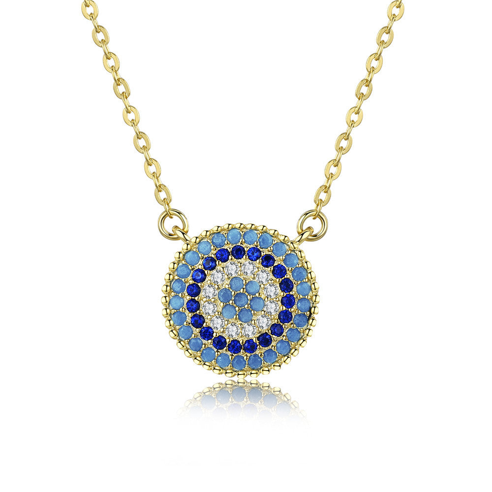 Stylish and Protective Silver Evil Eye Necklace with Zircon Detailing GLAMOUR CHICCASTLE