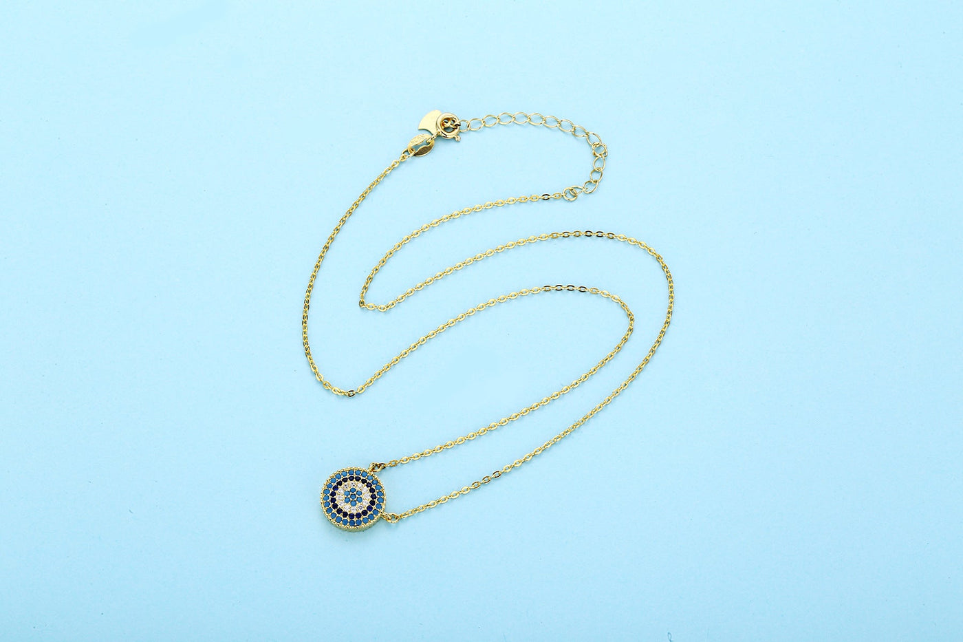 Stylish and Protective Silver Evil Eye Necklace with Zircon Detailing GLAMOUR CHICCASTLE