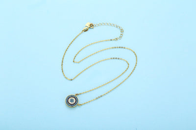 Stylish and Protective Silver Evil Eye Necklace with Zircon Detailing GLAMOUR CHICCASTLE