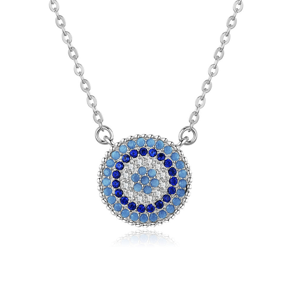 Stylish and Protective Silver Evil Eye Necklace with Zircon Detailing GLAMOUR CHICCASTLE