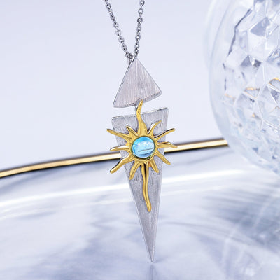 Sun Necklace Designer 925 Silver Jewelry Topaz Gemstone Pendant GLAMOUR CHICCASTLE