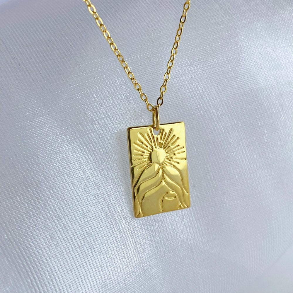 Sun Necklace Shimmering K Gold Plated Protection 925 Sterling Silver GLAMOUR CHICCASTLE