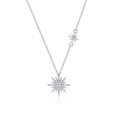 Sunflower Sun Necklace S925 Sterling Silver Simple Spiritual Design GLAMOUR CHICCASTLE