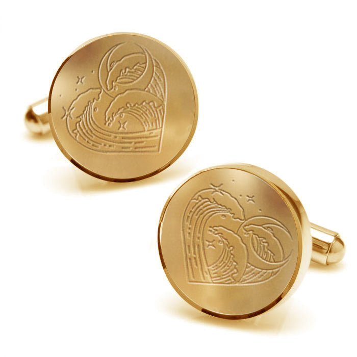 Moon And Star Wave Heart Cufflink