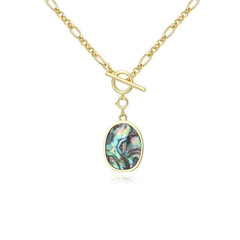 Women Sterling Silver Geometry Abalone Shell Necklace GLAMOUR CHICCASTLE