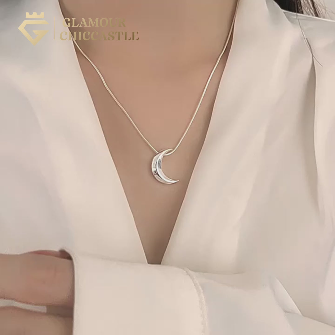 Sterling Silver Crescent Moon Necklace