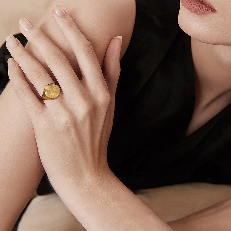 Gold Plated Sterling Silver Heart and Paw Ring